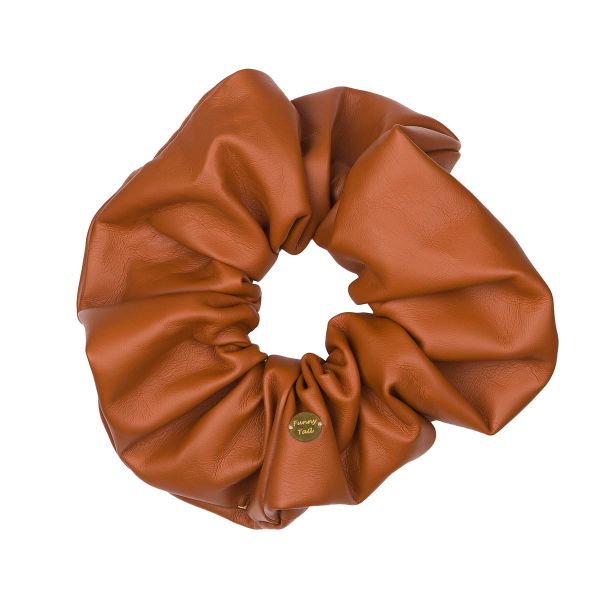 Scrunchie XL  καφέ δερματίνη  Funny Tail